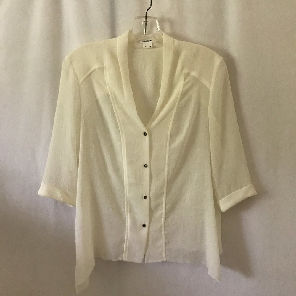 Helmut Lang Sheer White Blouse